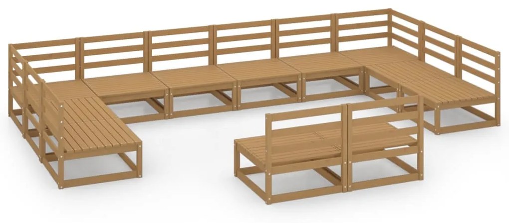 Set divani da giardino 12 pz in legno massello di pino