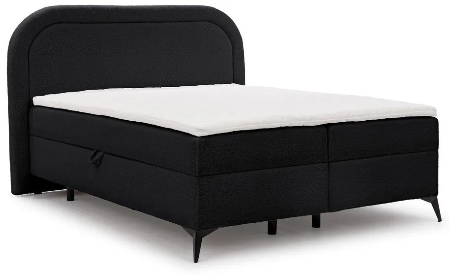 Letto boxspring nero con contenitore 140x200 cm Ornes – Ropez