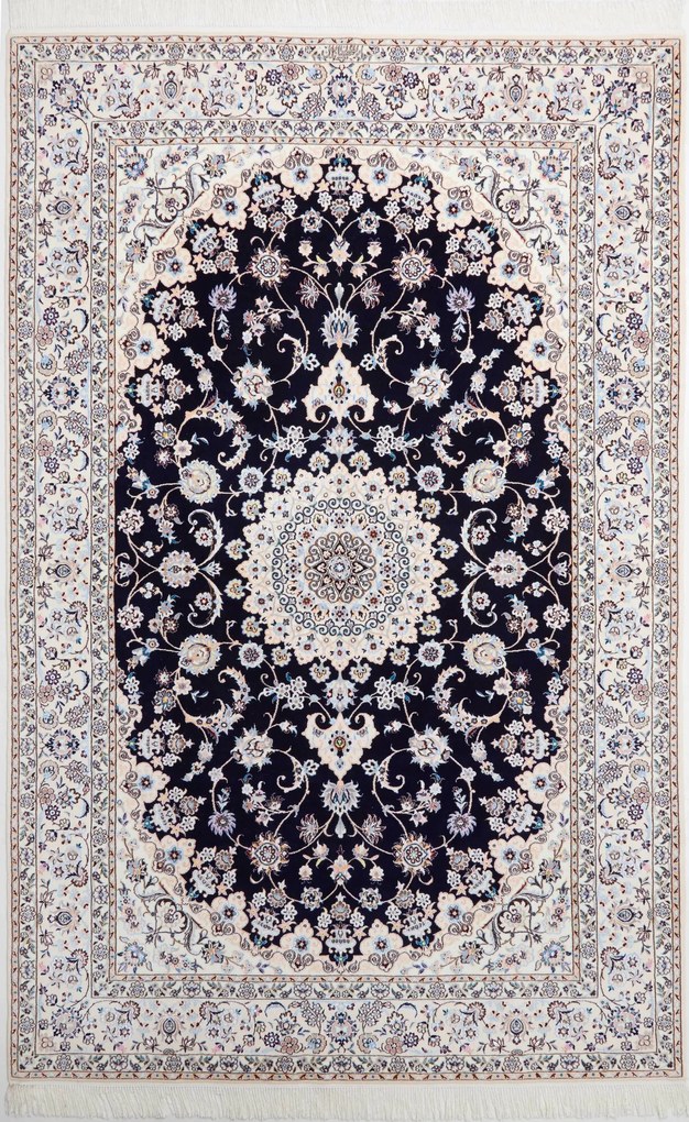 Nain Tappeto 240x160 Blu (Iran) Annodato A Mano
