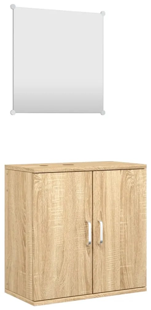 Set mobili da bagno 2 pz rovere in legno multistrato