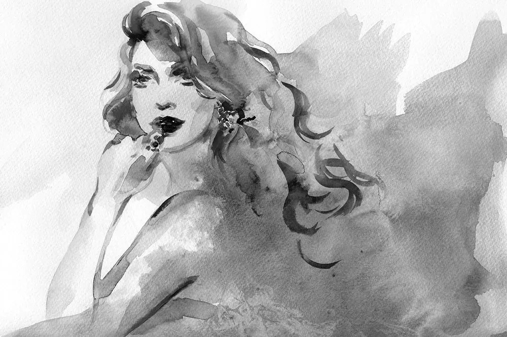 Carta da parati – Ritratto femminile in bianco e nero