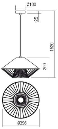 Redo 01-3004 - Lampadario a cavo GRILL 1xE27/42W/230V Ø 39,6 cm nero/bianco