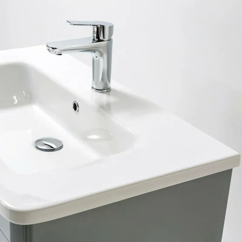Mobile bagno sospeso 80 cm grigio lucido con specchio 70x90 Stillo
