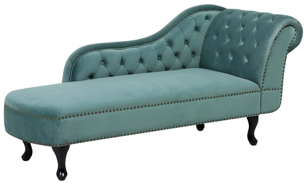 Chaise longue destra in velluto verde menta NIMES Beliani
