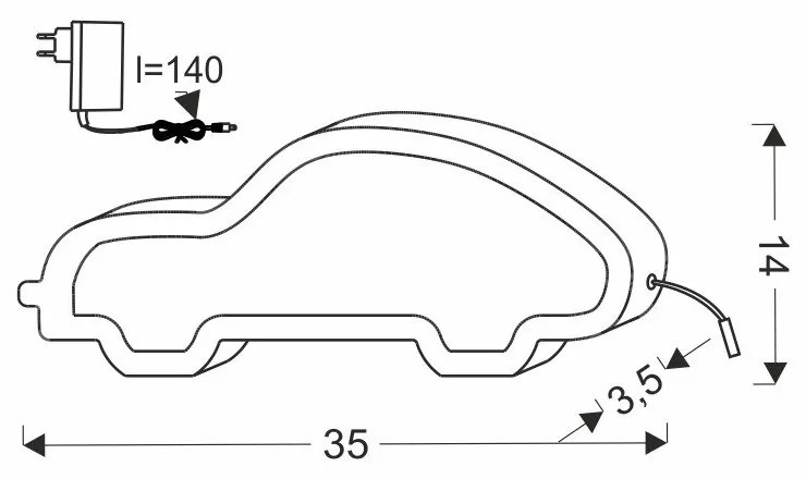 Lampada per bambini nera Car - Candellux Lighting