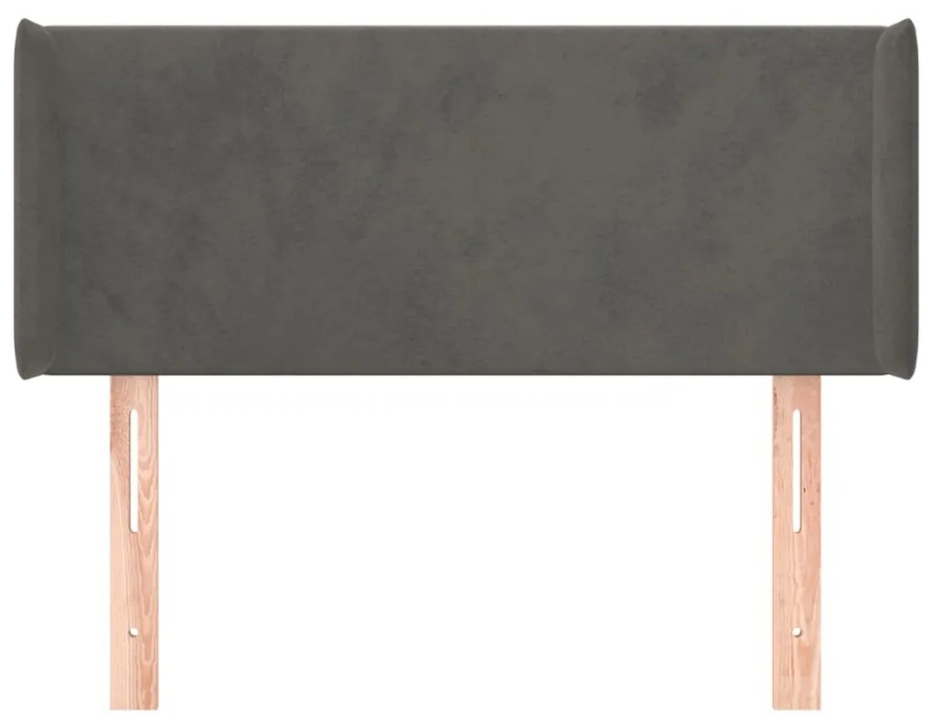 Testiera ad orecchio grigio scuro 83x16x78/88 cm in velluto