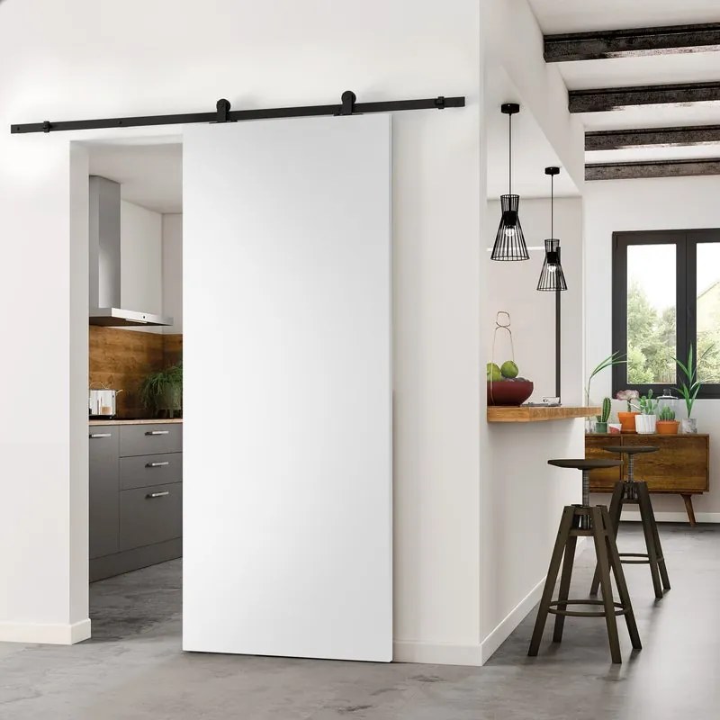 Porta scorrevole Pearl in mdf bianco, L 92.5 x H 211.5 cm, con binario Retro Reversibile