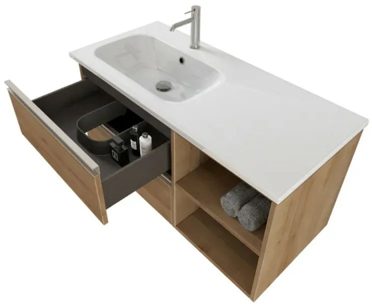 Mobile bagno sospeso 100 cm Master rovere con specchio su pannello
