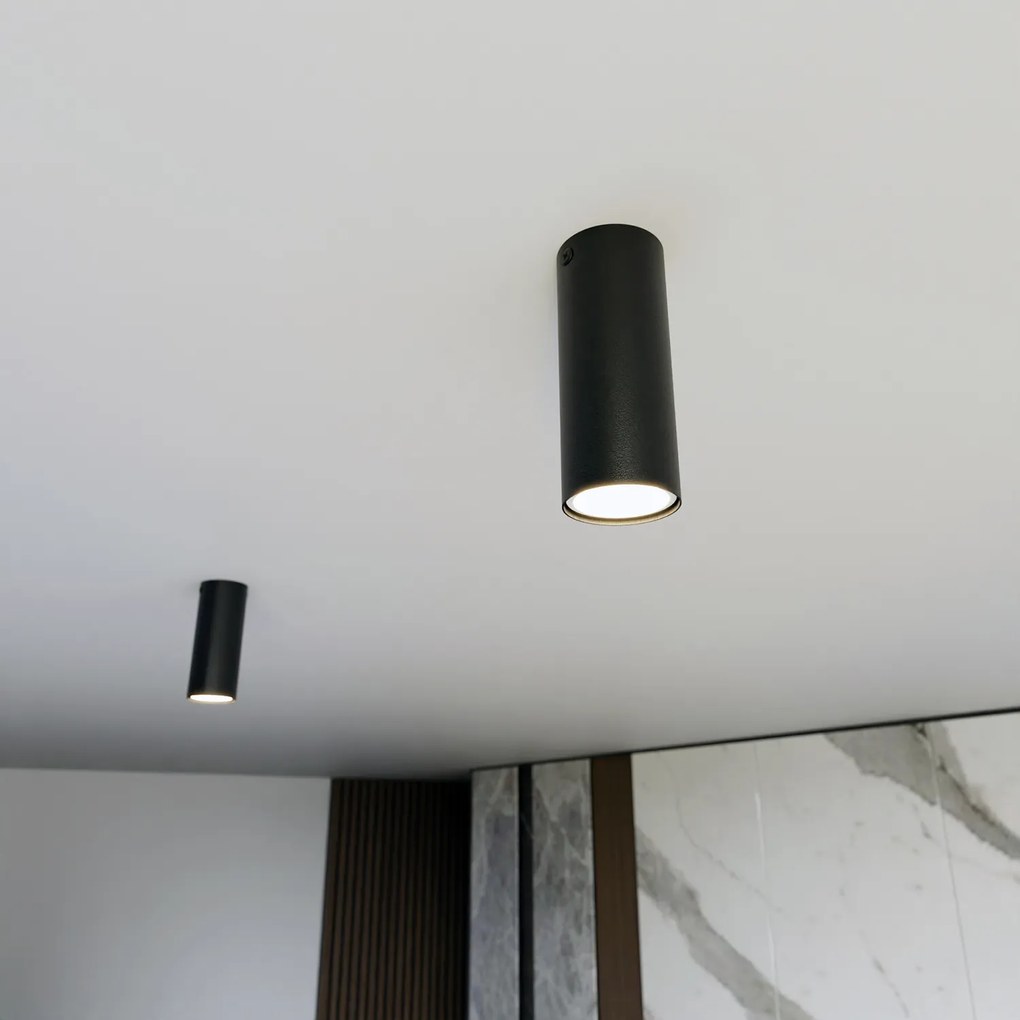 Plafoniera Moderna Faretto Marduk 1 Luce Acciaio Nero 15 Cm