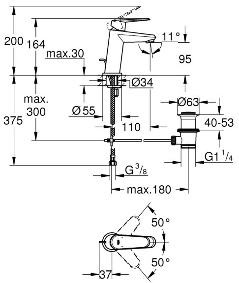GROHE 23049002 - Miscelatore lavabo EURODISC COSMOPOLITAN, misura S, cromato