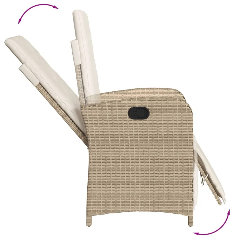 Set da pranzo da giardino 9 pz con cuscini beige in polyrattan