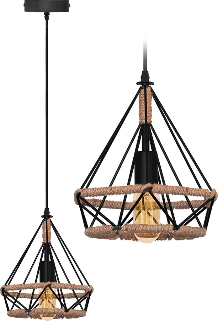 Lampada da soffitto geometrico pensile in stile loft corda APP678-1CP