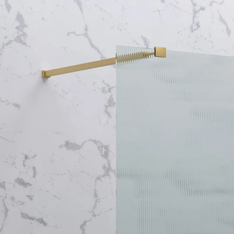 Parete walkin 100 cm vetro scanalato profilo oro spazzolato | KW1000FLG - KAMALU