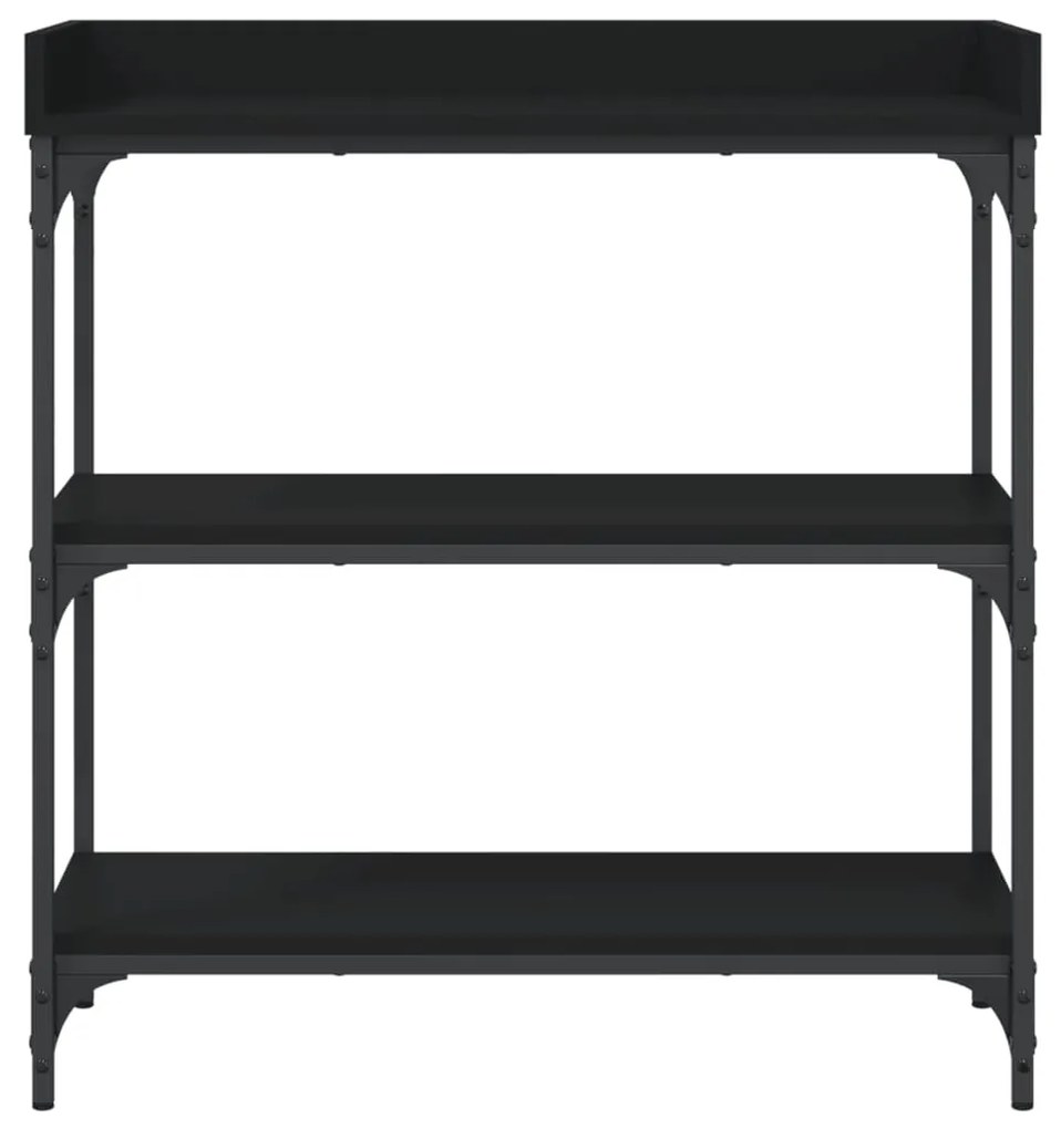 Tavolino Consolle con Ripiani Nero 75x30x80 cm