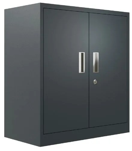 Armadio basso metallico in acciaio, grigio antracite L 82.2 x H 90 x P 43.4 cm, 2 ante, da interno
