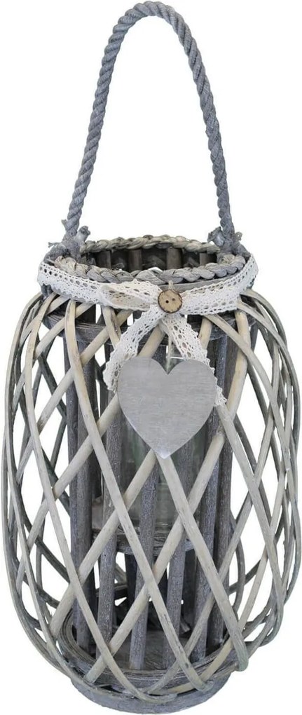 GENEVIEVE - lanterna in vimini tondo 15 x 45 cm