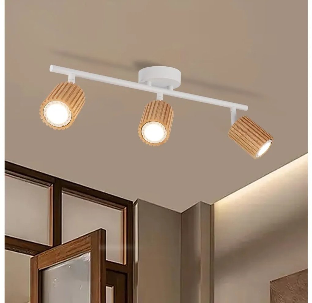 Brilagi - Faretto MODERN WOOD 3xGU10/8W/230V legno di hevea/bianco