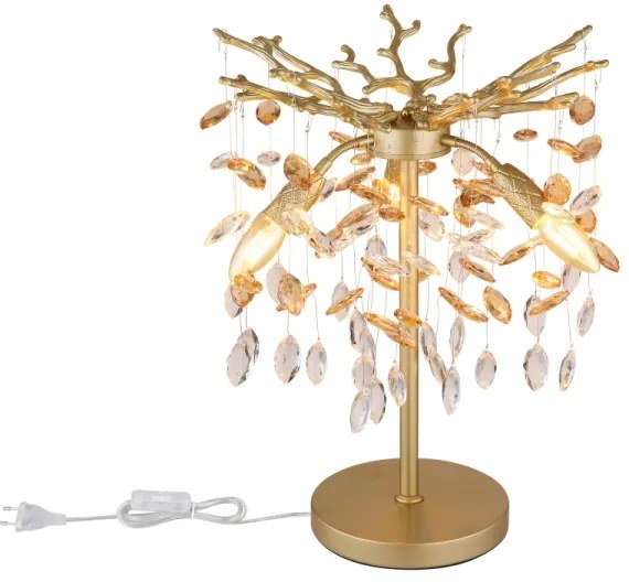 Globo 64138TG - Lampada da tavolo QUEENA 3xE14/40W/230V dorata