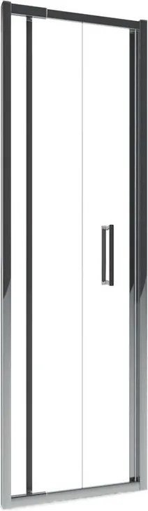 Porta doccia pieghevole L 63-70 cm x H 195 cm per nicchia in vetro trasparente SP. 6 mm, profilo lucido cromo, serie Slimline