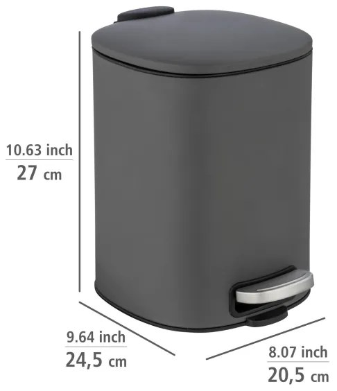 WENKO 24780100 - Cestino ALASSIO 20,5x27 cm grigio/nero