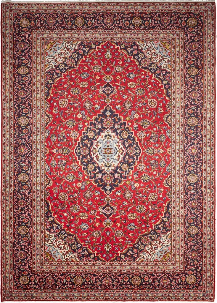 Kashan Tappeto 250 x 340 Rosso (Iran) Annodato A Mano