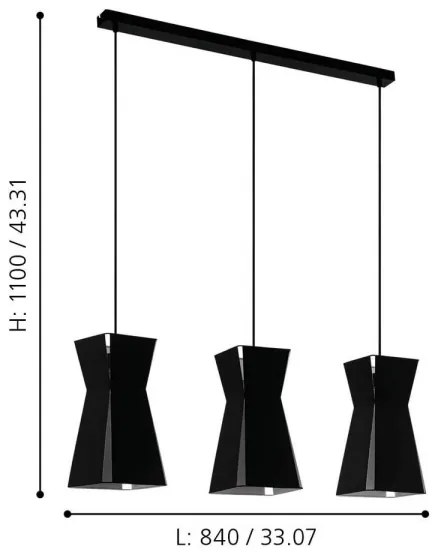 Eglo 99083 - Lampadario a sospensione con filo VALECROSIA 3xE27/40W/230V