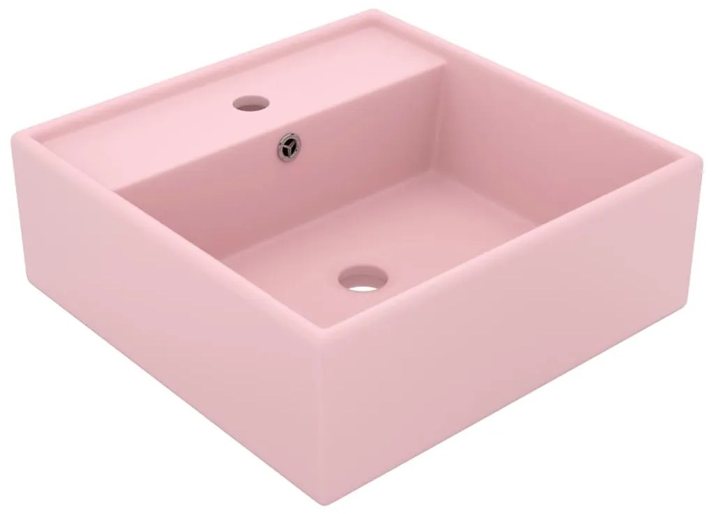 Lavabo Troppopieno Quadrato Rosa Opaco 41x41cm Ceramica /