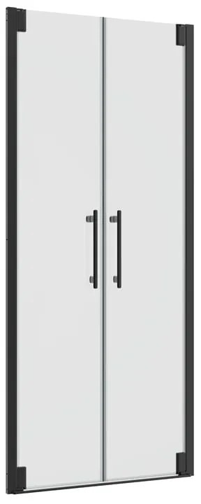 Porta doccia doppia anta battente Remix2 L 90 x H 195cm, Sp. 6 mm in vetro vetro senza finitura / trasparente profilo nero