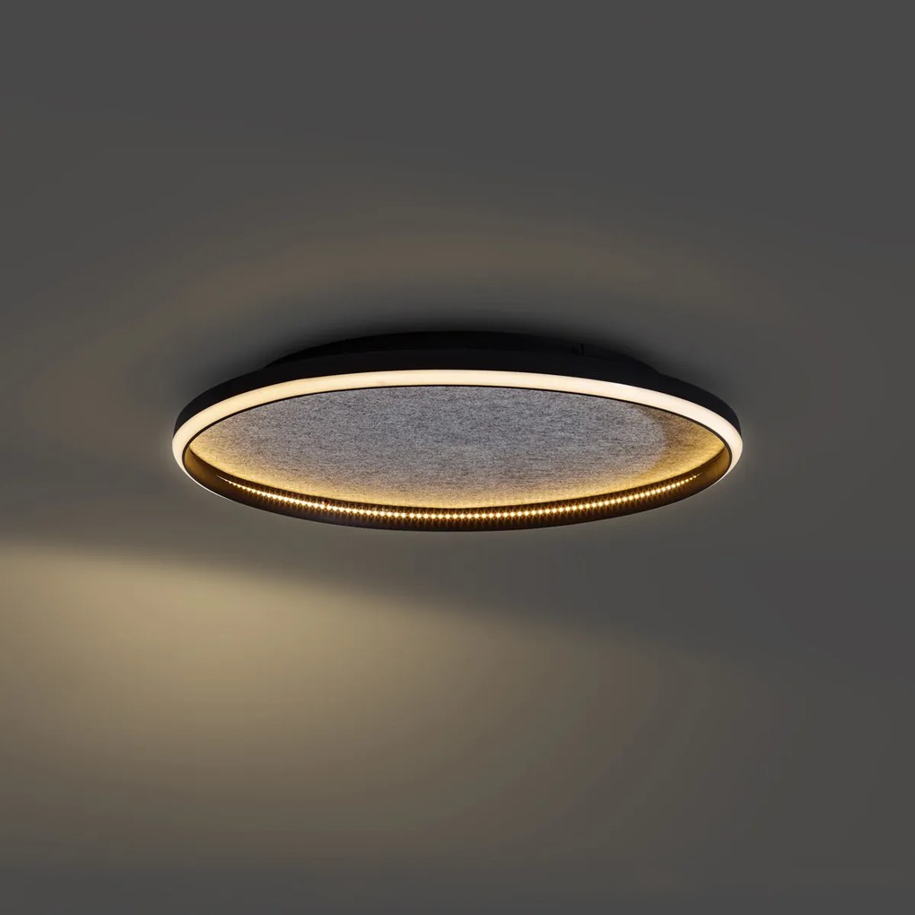Plafoniera di design nera con feltro con LED integrato dimmerabile a 3 livelli - Xavi Felt