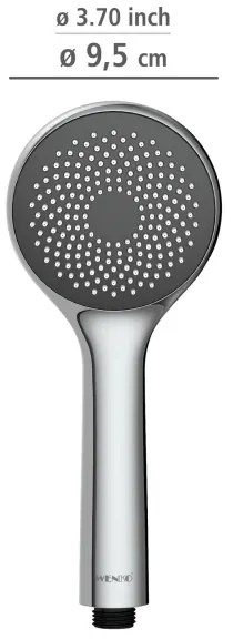 WENKO 23991100 - Soffione doccia con sistema di risparmio idrico 9,5x9,5 cm lucido cromo/grigio