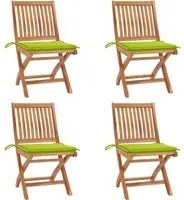 Sedie da Giardino Pieghevoli con Cuscini 4 pz Massello di Teak 3072818