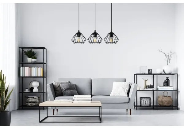 Lampadario a sospensione con filo CEED 3xE27/60W/230V nero