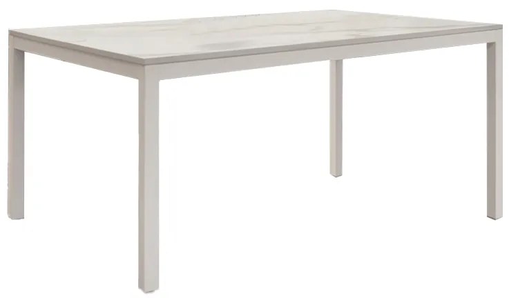 Tavolo TROPEA in legno, finitura marmo statuario e metallo verniciato bianco, allungabile 120&#215;80 cm &#8211; 170&#215;80 cm