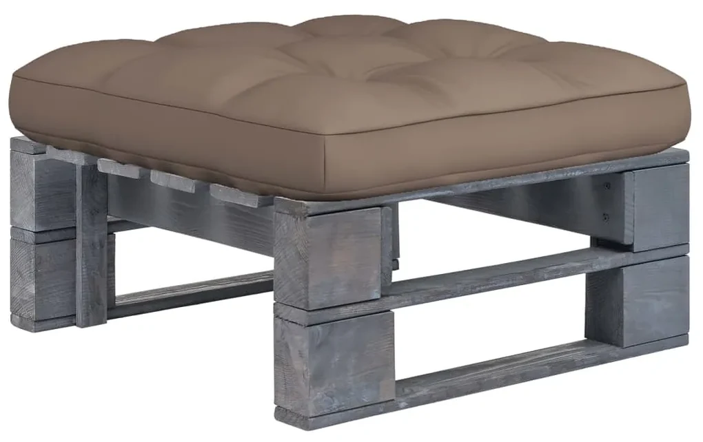 Ottomana da giardino pallet in legno di pino impregnato grigio