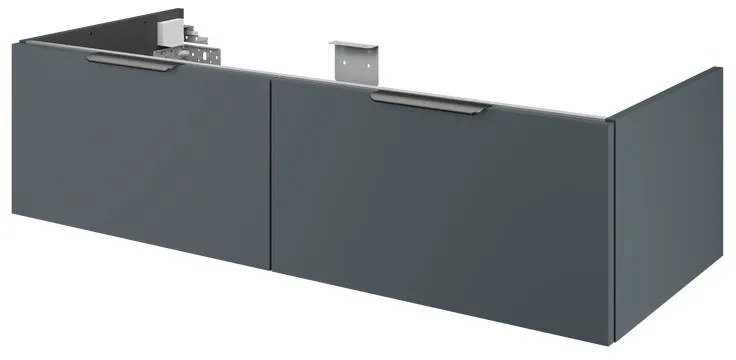 Mobile da bagno sotto lavabo Neo grigio / argento laccato lucido L 120 x H 32 x P 48 cm 2 cassetti, lavabo non incluso