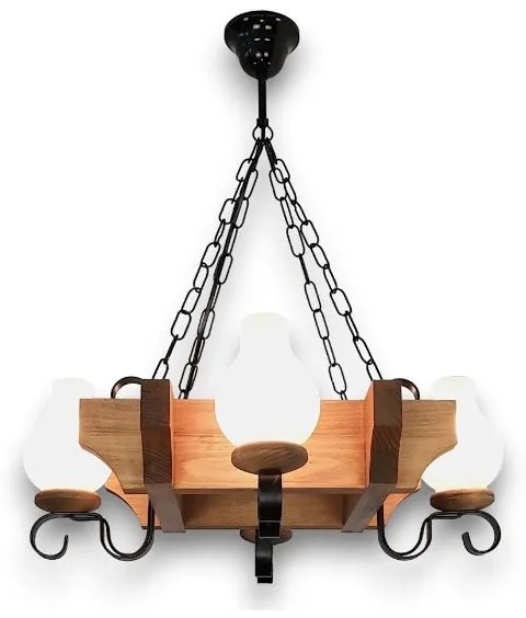 Brilagi - Lampadario a sospensione con catena QUEEN 4xE14/40W/230V faggio