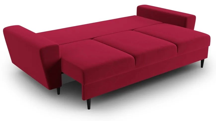 Divano rosso allungabile e con contenitore con rivestimento in velluto 235 cm Kyoto – Cosmopolitan Design