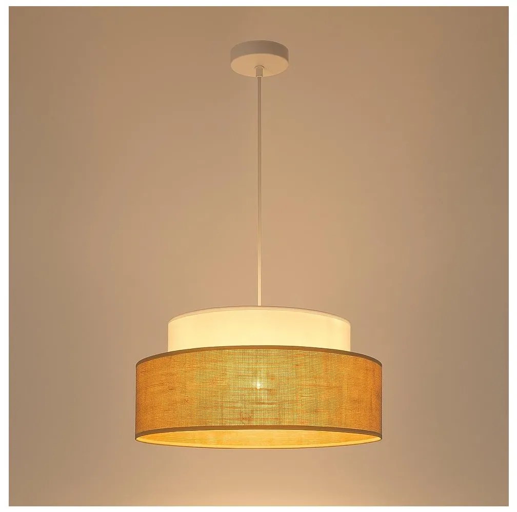 Lampadario a sospensione con filo BOHO 1xE27/60W/230V diametro 40 cm bianco/beige