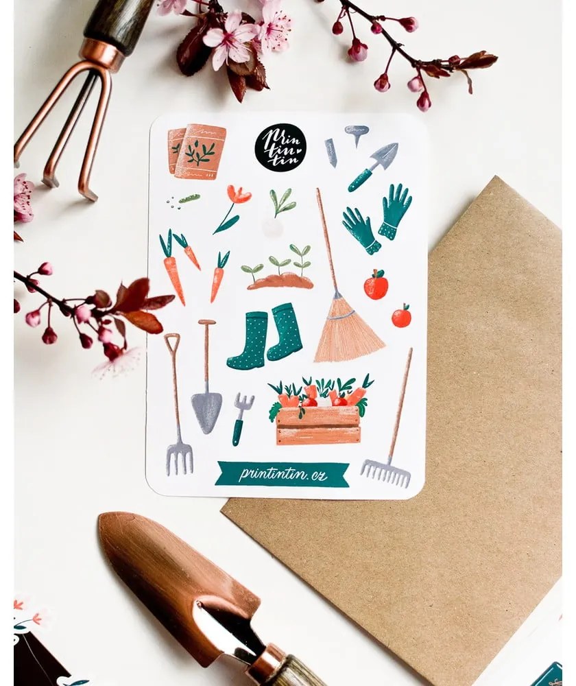 Foglio di adesivi in vinile con motivo Gardener , 10,5 cm x 14,5 cm - Printintin