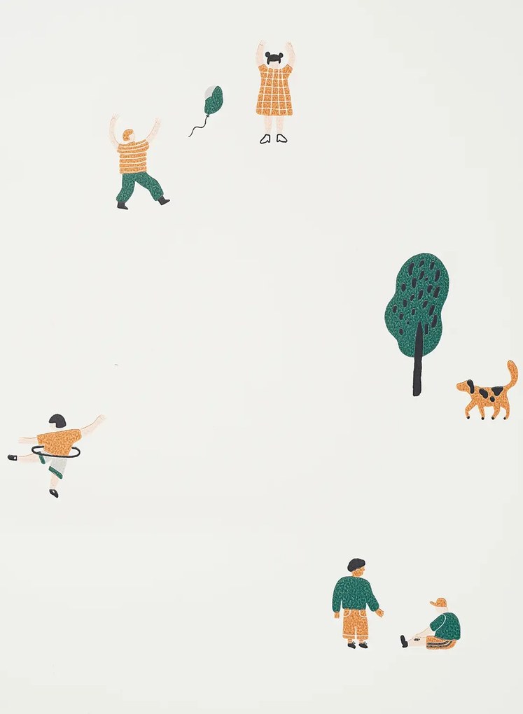 Ferm Living Carta da parati The Park - offwhite