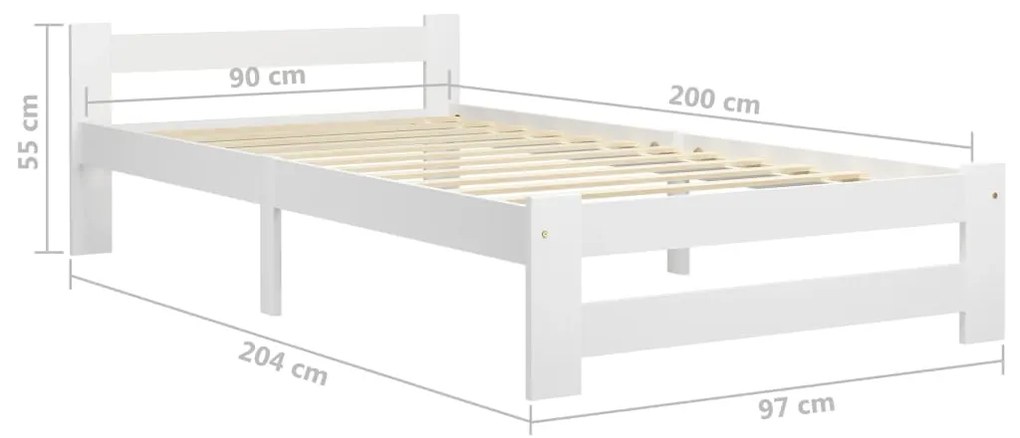 Giroletto Bianco in Legno Massello di Pino 90x200 cm