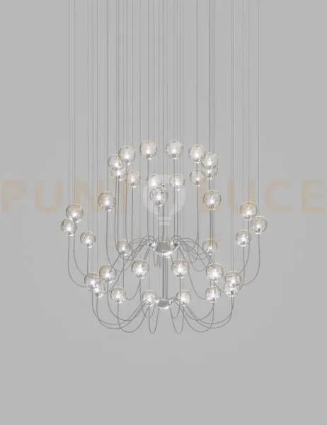 Puppet sospensione 36p fume' trasparente cromo lucido 36 luci attac...