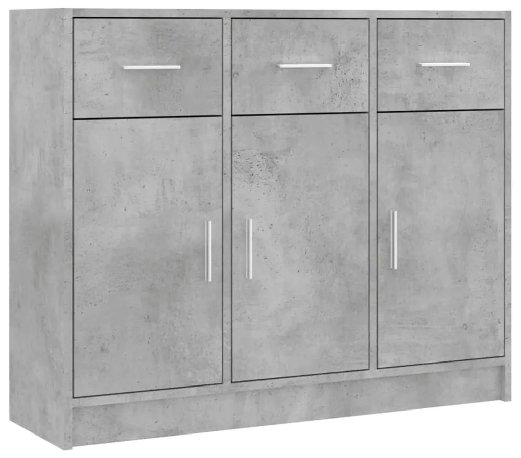 Credenza grigio cemento 91x28x75 cm in legno multistrato