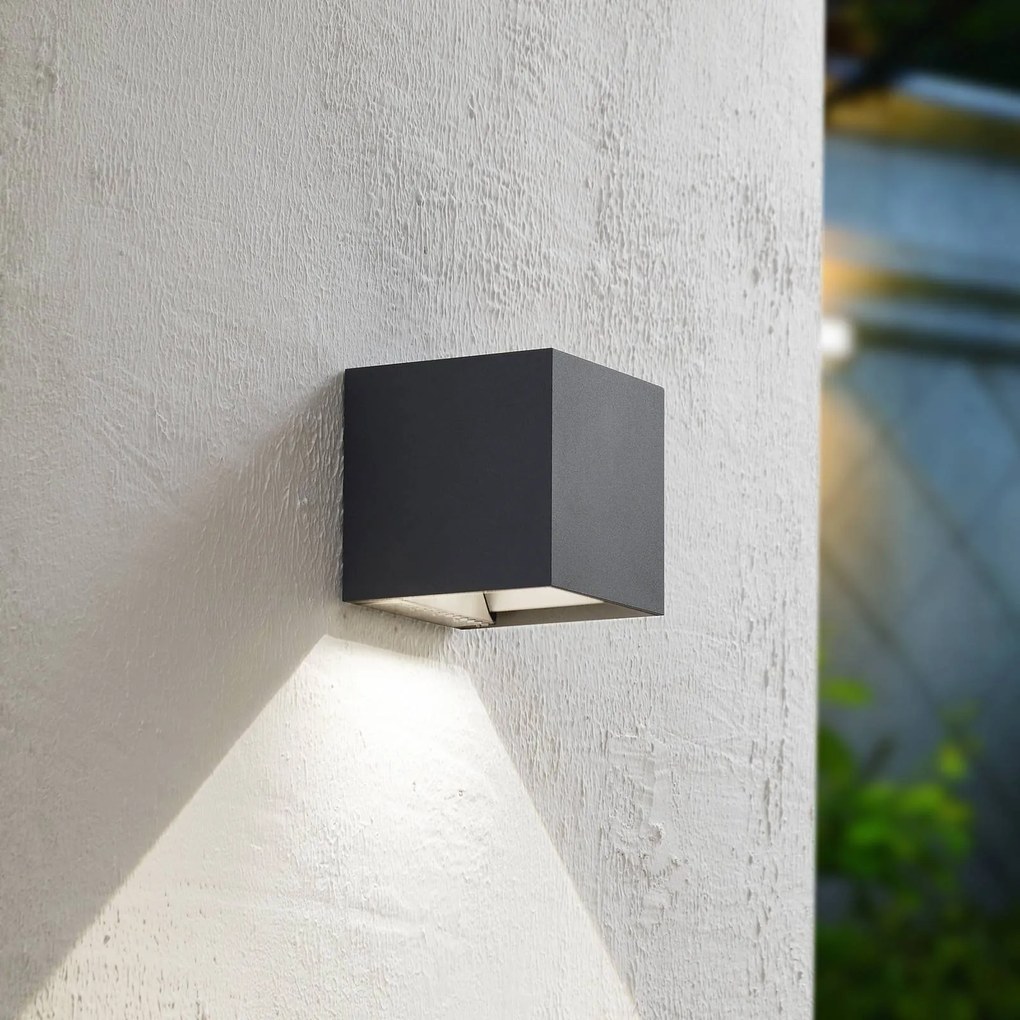 Prios LED lampada solare da parete Lius, altezza 15 cm, sensore di movimento Lius PRIOS, Nero, Alluminio, Moderno