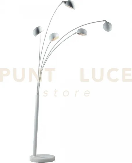 Piantana eracle bianca 5 luci attacco e14 108x35x219cm base in marm...