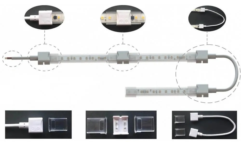 Strisce LED 220V 16W/m, 120lm/W, chip Lumileds, Dimmerabile, tagl. 10cm – 5m Colore Bianco Freddo 6.000K