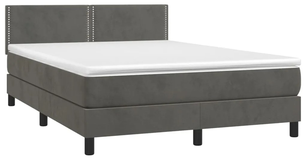 Letto a Molle con Materasso e LED Grigio Scuro 140x190 cm