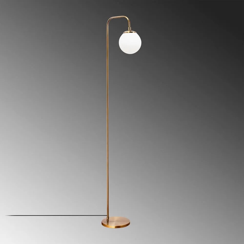 Lampada da terra bianca/color ottone con paralume in vetro (altezza totale 146 cm) Viran – Opviq lights