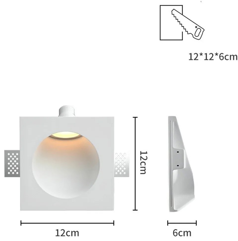 Segnapasso Quadrato da Incasso in Gesso Pitturabile GU10