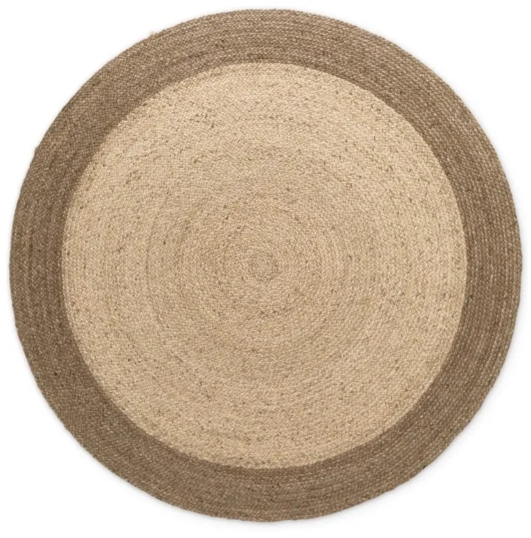 Tappeto rotondo greige in iuta reversibile e tessuto a mano ø 160 cm Jutta Greige – Hanse Home